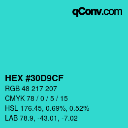 Color code: HEX #30D9CF | qconv.com