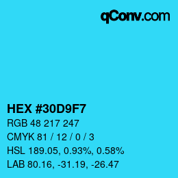 Color code: HEX #30D9F7 | qconv.com