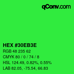 Color code: HEX #30EB3E | qconv.com