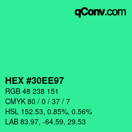 Color code: HEX #30EE97 | qconv.com