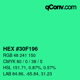 Color code: HEX #30F196 | qconv.com