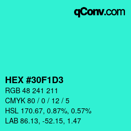 Color code: HEX #30F1D3 | qconv.com