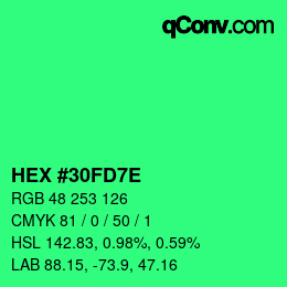 Color code: HEX #30FD7E | qconv.com