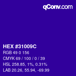 Color code: HEX #31009C | qconv.com