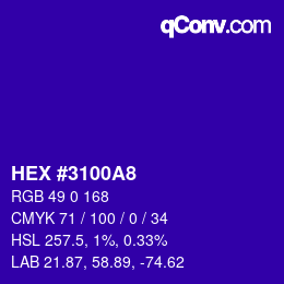 カラーコード: HEX #3100A8 | qconv.com