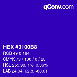 颜色代码: HEX #3100B8 | qconv.com