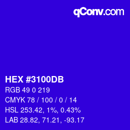 Color code: HEX #3100DB | qconv.com