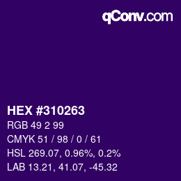 Color code: HEX #310263 | qconv.com