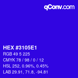 Color code: HEX #3105E1 | qconv.com