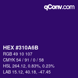 Color code: HEX #310A6B | qconv.com