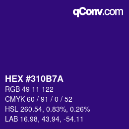 Color code: HEX #310B7A | qconv.com
