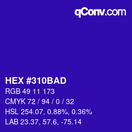 Color code: HEX #310BAD | qconv.com