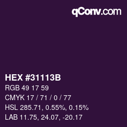 Color code: HEX #31113B | qconv.com