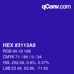 Color code: HEX #3113A8 | qconv.com