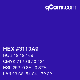 颜色代码: HEX #3113A9 | qconv.com