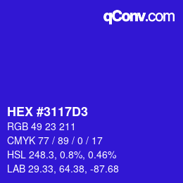 颜色代码: HEX #3117D3 | qconv.com