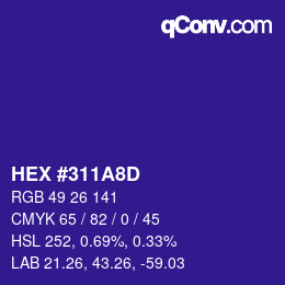 Color code: HEX #311A8D | qconv.com
