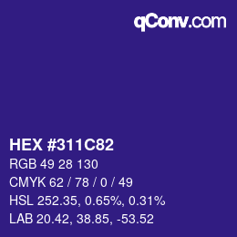 Color code: HEX #311C82 | qconv.com
