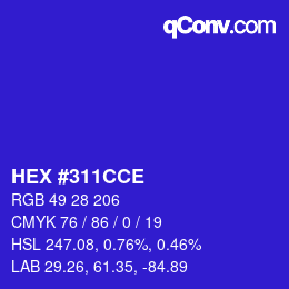 Color code: HEX #311CCE | qconv.com