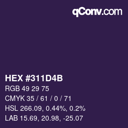 Color code: HEX #311D4B | qconv.com