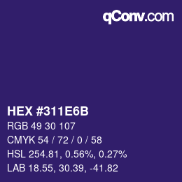 Code couleur: HEX #311E6B | qconv.com