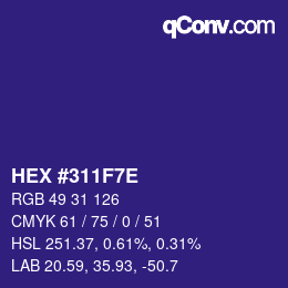 Color code: HEX #311F7E | qconv.com
