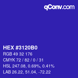 Color code: HEX #3120B0 | qconv.com