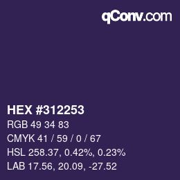カラーコード: HEX #312253 | qconv.com