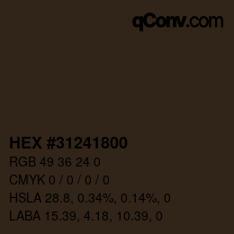 Color code: HEX #31241800 | qconv.com