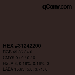 Color code: HEX #31242200 | qconv.com