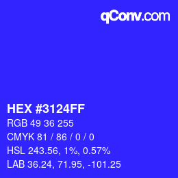 Color code: HEX #3124FF | qconv.com