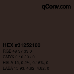 Color code: HEX #31252100 | qconv.com