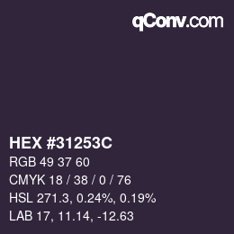 Color code: HEX #31253C | qconv.com