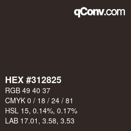 Color code: HEX #312825 | qconv.com