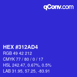 カラーコード: HEX #312AD4 | qconv.com
