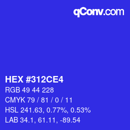 カラーコード: HEX #312CE4 | qconv.com