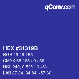 Color code: HEX #31319B | qconv.com