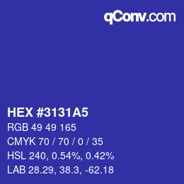 Color code: HEX #3131A5 | qconv.com