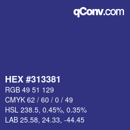 カラーコード: HEX #313381 | qconv.com