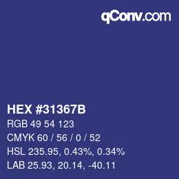 Color code: HEX #31367B | qconv.com