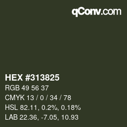Farbcode: HEX #313825 | qconv.com