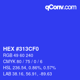 Color code: HEX #313CF0 | qconv.com
