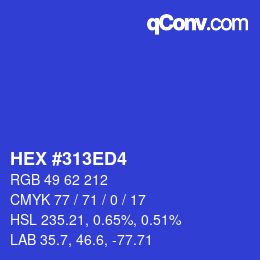 Color code: HEX #313ED4 | qconv.com