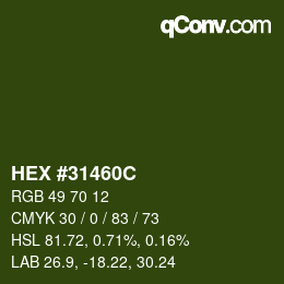 颜色代码: HEX #31460C | qconv.com