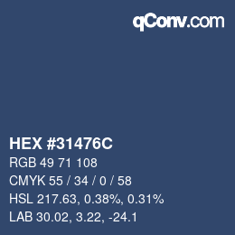 カラーコード: HEX #31476C | qconv.com