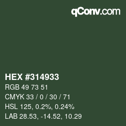 颜色代码: HEX #314933 | qconv.com