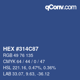 颜色代码: HEX #314C87 | qconv.com