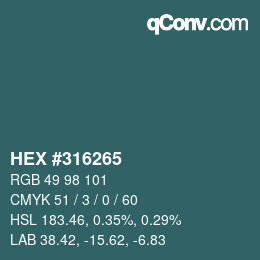 Color code: HEX #316265 | qconv.com