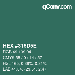 Color code: HEX #316D5E | qconv.com