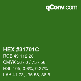 Color code: HEX #31701C | qconv.com